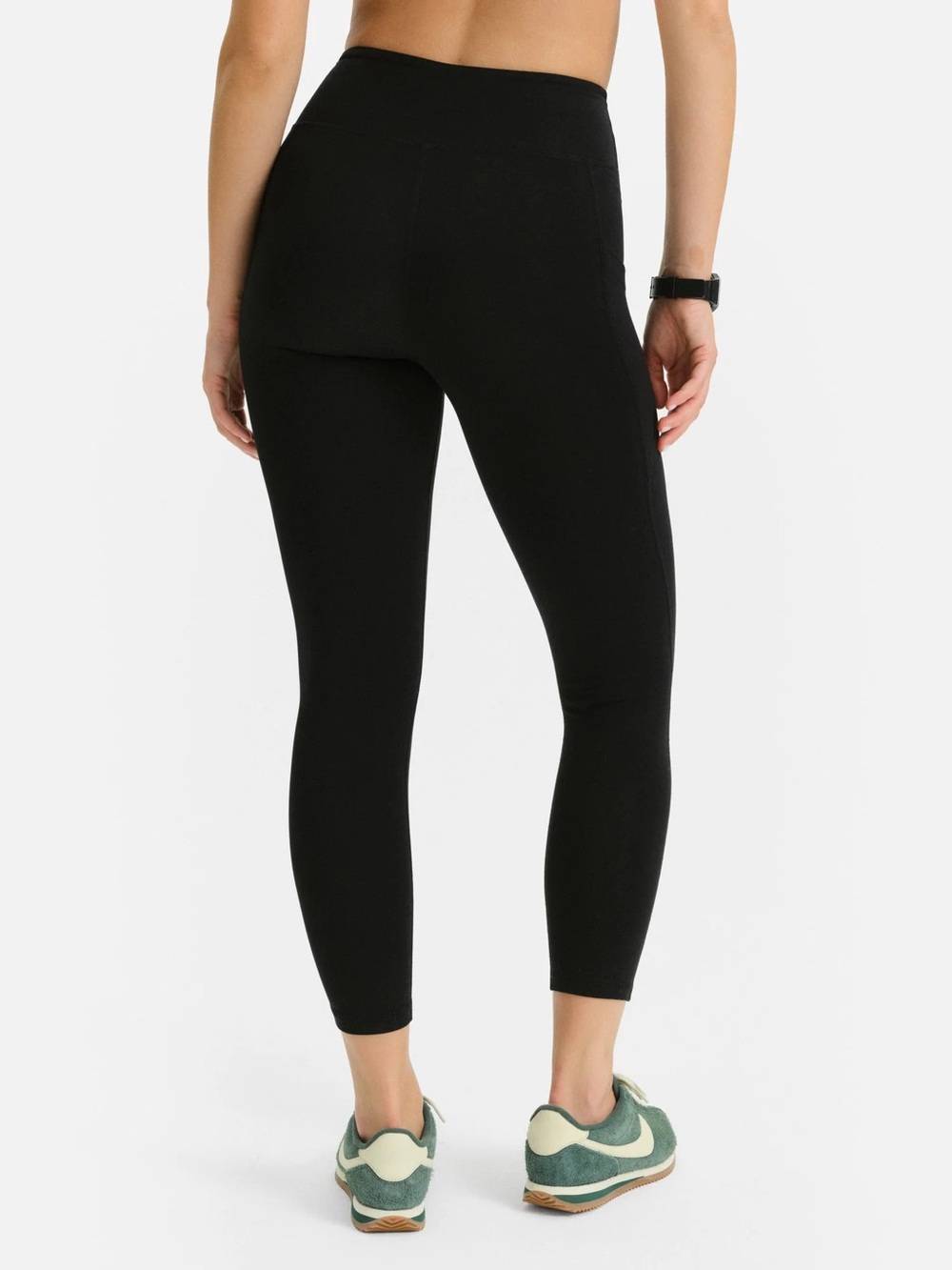 MATE THE LABEL ORGANIC STRETCH MIDI LEGGINGS WITH POCKETS JET BLACK XS S - Picture 2 of 5